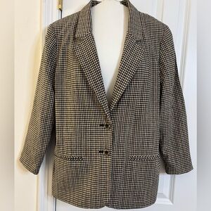 Sag Harbor Blazer Black Cream Check 16 vintage 90s business casual office preppy